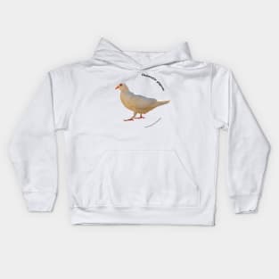 Domestic pigeon walking pin black text Kids Hoodie